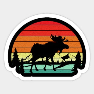 Moose Elk Vintage Retro Sunset Sticker